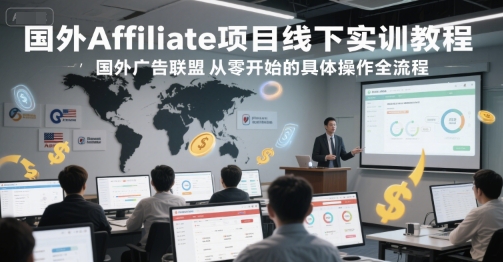 国外Affiliate项目线下实训教程，国外广告联盟从零开始的具体操作全流程-零界教育