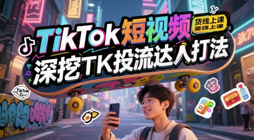 TikTok短视频带货线上课，深挖TK投流达人打法-零界教育