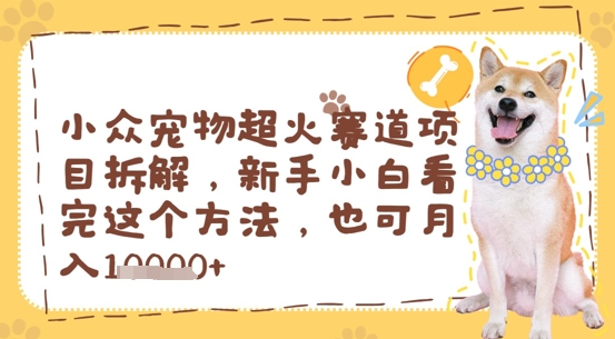 小众宠物超火赛道项目拆解，新手小白看完这个方法，也可月入过w-零界教育