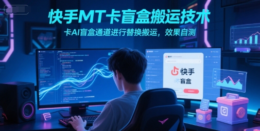 快手MT卡盲盒搬运技术，卡AI盲盒通道进行替换搬运，效果自测-零界教育