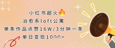 小红书超火的治愈系loft公寓，单条作品点赞16W，3分钟一条，单日变现数张-零界教育