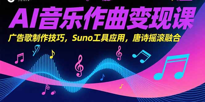 （15370期）AI音乐作曲变现课，广告歌制作技巧，Suno工具应用，唐诗摇滚融合-零界教育