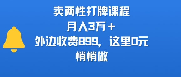 卖两性打牌课程，月入3W+外边收费899的课程，这里0元，悄悄做-零界教育