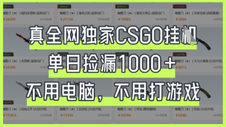 真全网独家CSGO挂G，单日捡漏1k+【揭秘】-零界教育