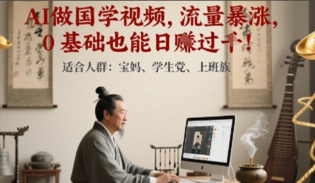 AI做国学视频，流量暴涨 ，0 基础也能日入多张-零界教育