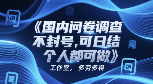 国内问卷调查，不封号，可日结，多劳多得，工作室，个人都可做-零界教育
