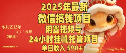 2025年最新微信搞钱项目，闲置视频号年24小时挂G托管项目，单日收入多张-零界教育
