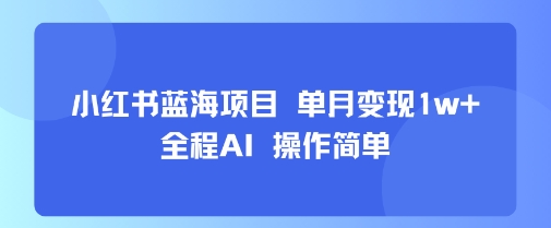 小红书蓝海项目 单月变现1w+ 全程AI 操作简单-零界教育