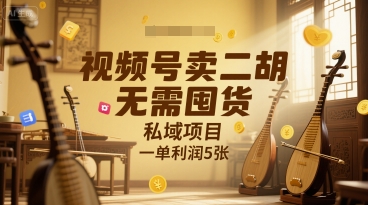 视频号卖二胡，无需囤货，私域项目，一单利润5张-零界教育