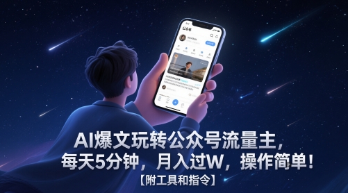 AI爆文玩转公众号流量主，每天5分钟，月入过W，操作简单！【附工具和指令】-零界教育