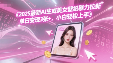 2025最新AI生成美女壁纸暴力拉新, 单日变现3张+，小白轻松上手-零界教育