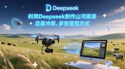 利用Deepseek制作山河美景，流量冲爆，多张变现方式-零界教育