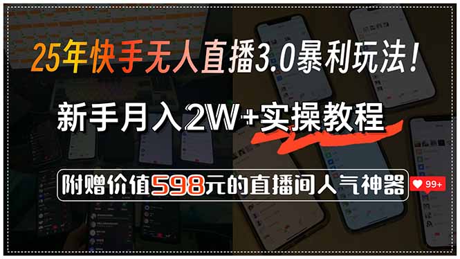 （15335期）25年快手无人直播3.0暴利玩法！，新手月入2W+实操教程，附赠价值598元...-零界教育