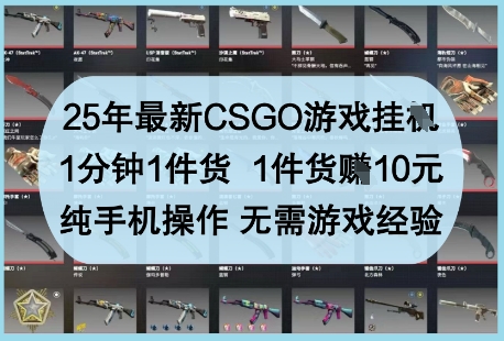 25年最新CSGO游戏挂G，1分钟1件货，1件货挣10元，纯手机操作，无需游戏经验【揭秘】-零界教育