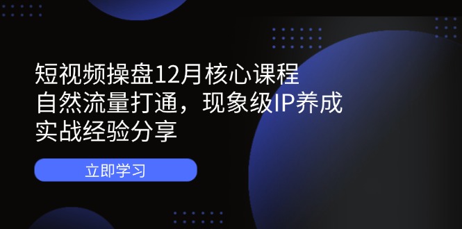 （14447期）短视频操盘12月核心课程：自然流量打通，现象级IP养成，实战经验分享-零界教育