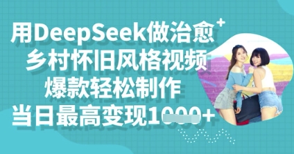 用DeepSeek做治愈乡村怀旧风格视频，爆款轻松制作，当日最高变现多张-零界教育