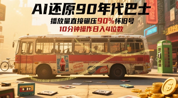 AI还原90年代巴士，一帧就让70后泪崩，播放量直接碾压90%怀旧号，每天操作十分钟，日入四位数-零界教育