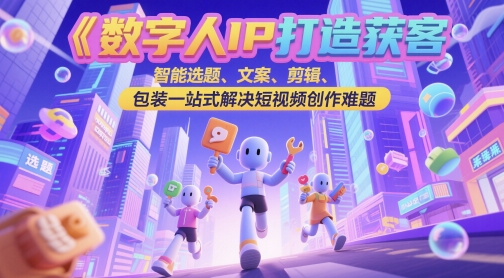 数字人IP打造获客变现实操课，智能选题、文案、剪辑、包装一站式解决短视频创作难题-零界教育